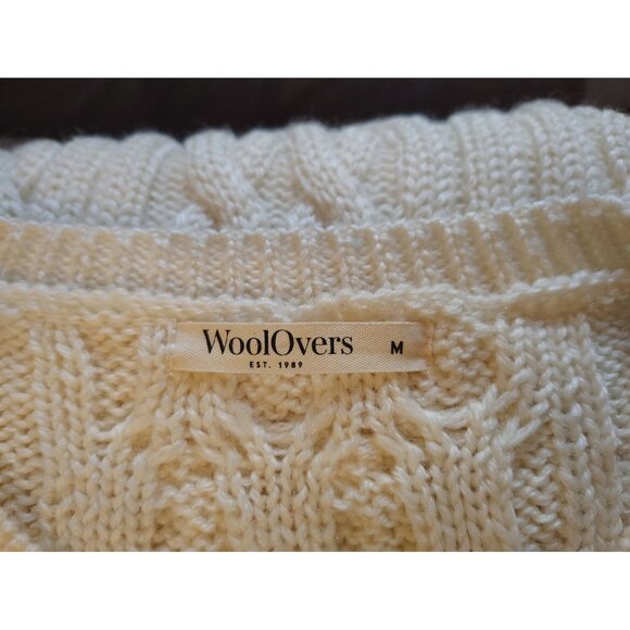 Woolovers Size Medium Women's White Cable Knit Aran Sweater, Pure Wool Pullover - Picture 4 of 5